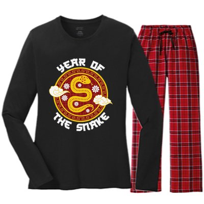 Chinese New Year Tradition Year Of The Snake 2025 Women's Long Sleeve Flannel Pajama Set 