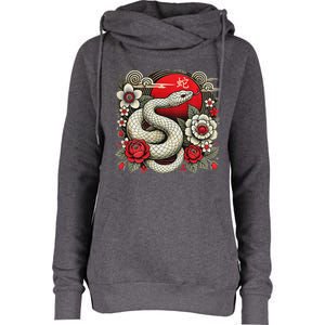 Chinese New Year 2025 Year Of The Snake Womens Funnel Neck Pullover Hood