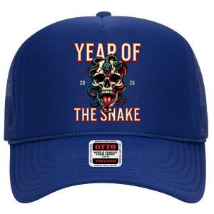 Chinese New Year Of The Snake 2025 High Crown Mesh Back Trucker Hat