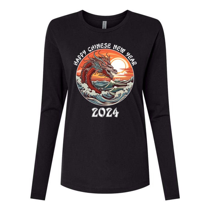 Chinese New Year 2024 Happy New Year 2024 Year Of The Dragon Chinese Lunar Womens Cotton Relaxed Long Sleeve T-Shirt