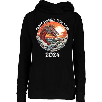 Chinese New Year 2024 Happy New Year 2024 Year Of The Dragon Chinese Lunar Womens Funnel Neck Pullover Hood