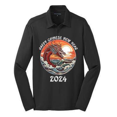 Chinese New Year 2024 Happy New Year 2024 Year Of The Dragon Chinese Lunar Silk Touch Performance Long Sleeve Polo