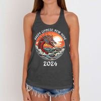 Chinese New Year 2024 Happy New Year 2024 Year Of The Dragon Chinese Lunar Women's Knotted Racerback Tank