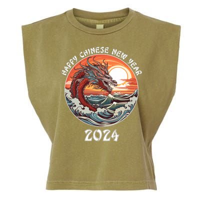 Chinese New Year 2024 Happy New Year 2024 Year Of The Dragon Chinese Lunar Garment-Dyed Women's Muscle Tee