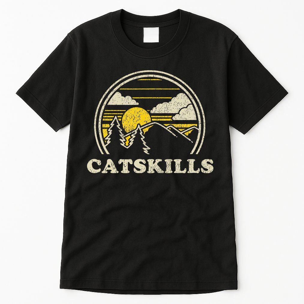 Catskills New York Ny Vintage Hiking Mountains Tall T-Shirt