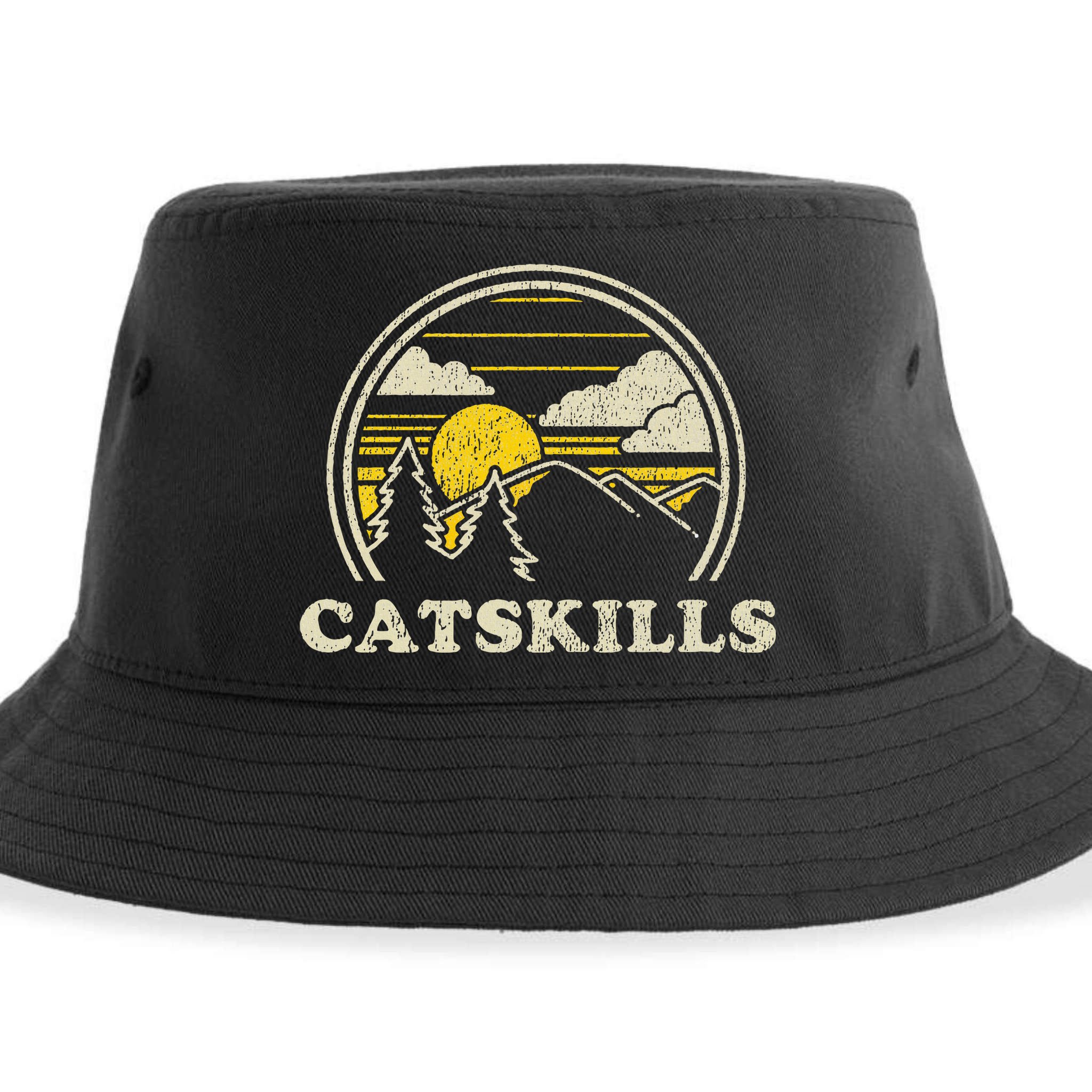 Catskills New York Ny Vintage Hiking Mountains Sustainable Bucket Hat