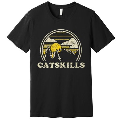 Catskills New York Ny Vintage Hiking Mountains Premium T-Shirt