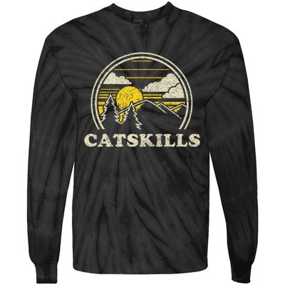 Catskills New York Ny Vintage Hiking Mountains Tie-Dye Long Sleeve Shirt