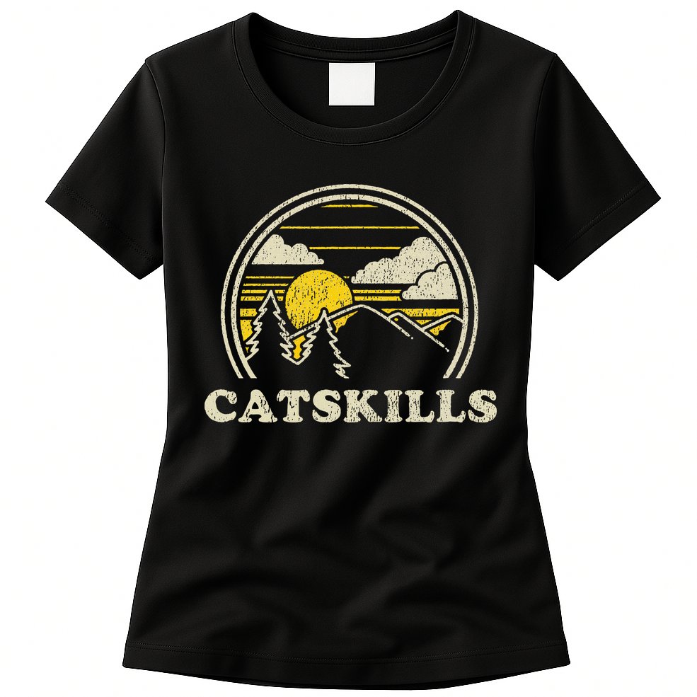 Catskills New York Ny Vintage Hiking Mountains Womens T-Shirt