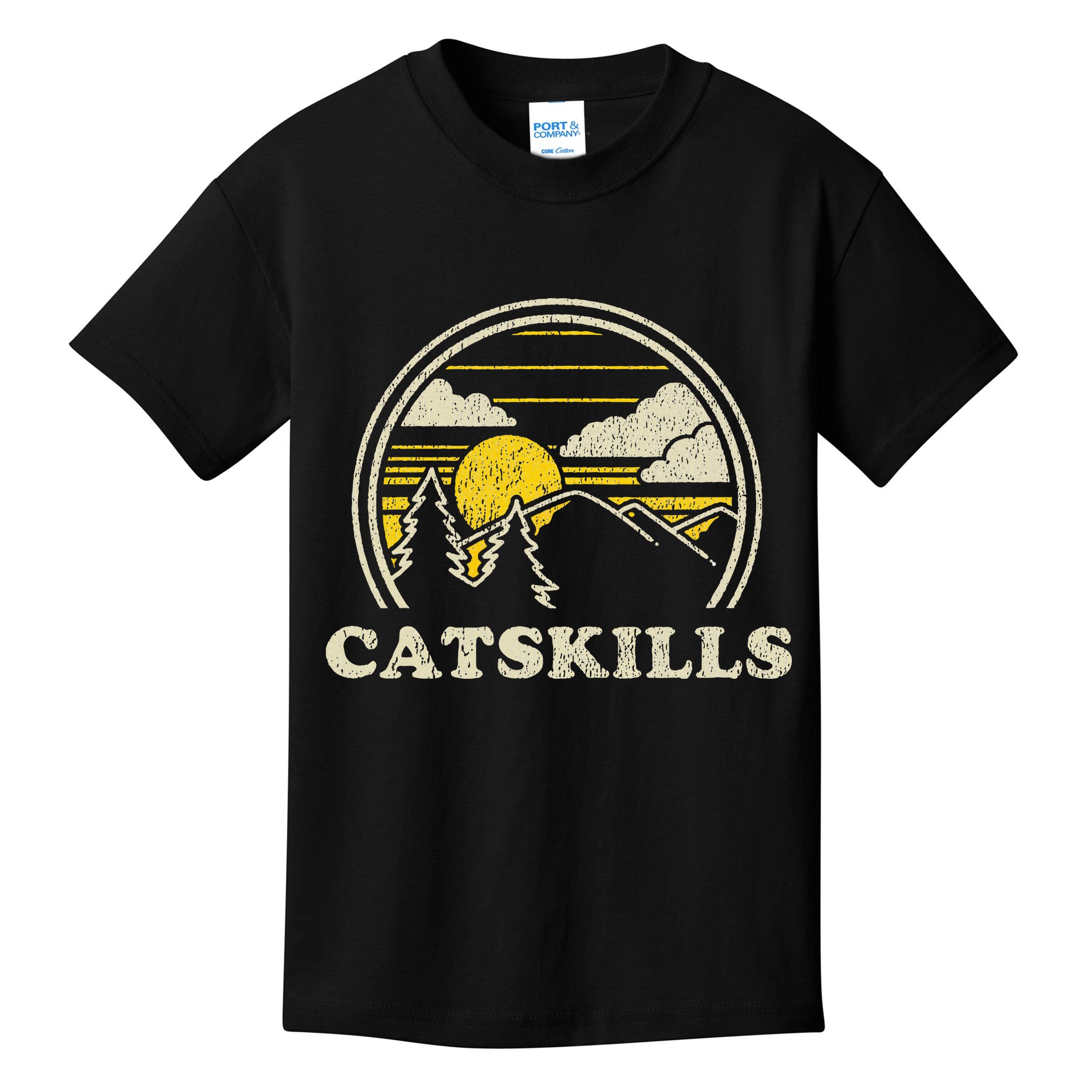 Catskills New York Ny Vintage Hiking Mountains Kids T-Shirt