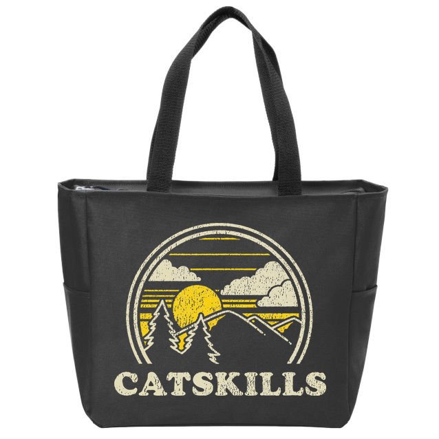 Catskills New York Ny Vintage Hiking Mountains Zip Tote Bag