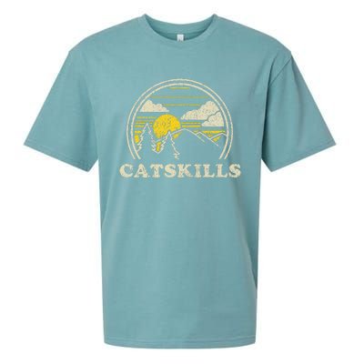 Catskills New York Ny Vintage Hiking Mountains Sueded Cloud Jersey T-Shirt