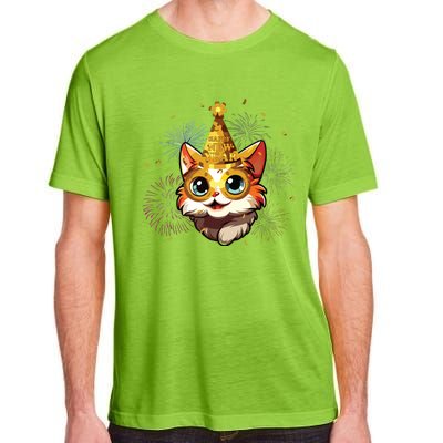 Cat New Years Eve Party Happy New Year 2024 Fireworks Adult ChromaSoft Performance T-Shirt