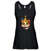 Cat New Years Eve Party Happy New Year 2024 Fireworks Ladies Essential Flowy Tank