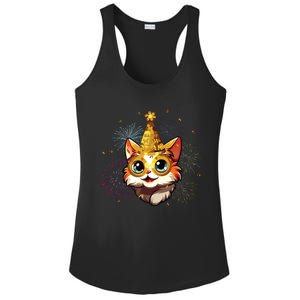 Cat New Years Eve Party Happy New Year 2024 Fireworks Ladies PosiCharge Competitor Racerback Tank