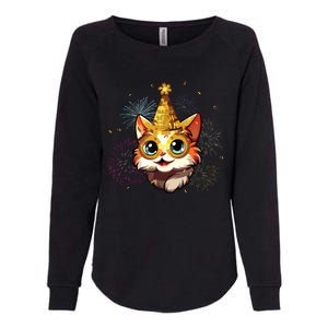 Cat New Years Eve Party Happy New Year 2024 Fireworks Womens California Wash Sweatshirt