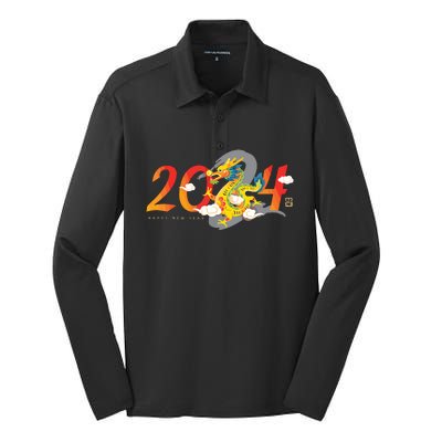 Chinese New Year 2024 Year Of The Dragon Lunar New Year 2024 Silk Touch Performance Long Sleeve Polo