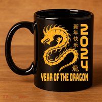 Chinese New Year 2024 Design Year Of The Dragon 2024 11oz C Handle Ceramic Mug