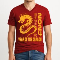 Chinese New Year 2024 Design Year Of The Dragon 2024 V-Neck T-Shirt