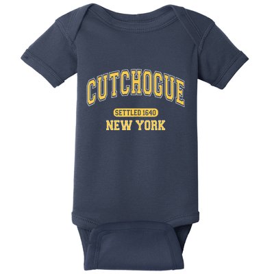 Cutchogue New York Settled 1640 Sports Vintage Yellow Baby Bodysuit
