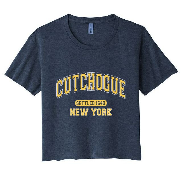 Cutchogue New York Settled 1640 Sports Vintage Yellow Crop Top
