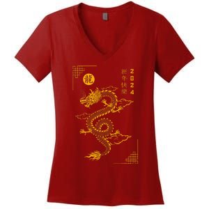 Chinese New Year 2024 Year Of The Dragon 2024 Lunar New Year Women's V-Neck T-Shirt