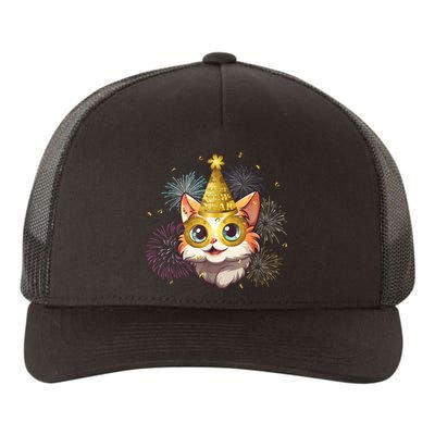 Cat New YearS Eve Party Happy New Year 2024 Fireworks Yupoong Adult 5-Panel Trucker Hat