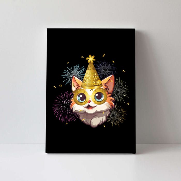 Cat New YearS Eve Party Happy New Year 2024 Fireworks Canvas