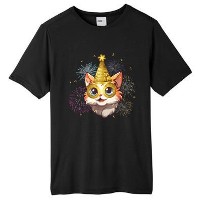 Cat New YearS Eve Party Happy New Year 2024 Fireworks Tall Fusion ChromaSoft Performance T-Shirt