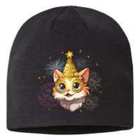 Cat New YearS Eve Party Happy New Year 2024 Fireworks Sustainable Beanie