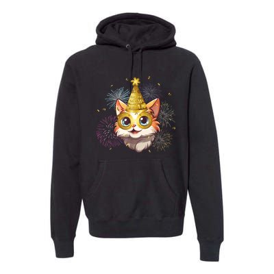 Cat New YearS Eve Party Happy New Year 2024 Fireworks Premium Hoodie