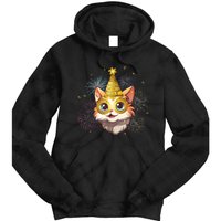 Cat New YearS Eve Party Happy New Year 2024 Fireworks Tie Dye Hoodie