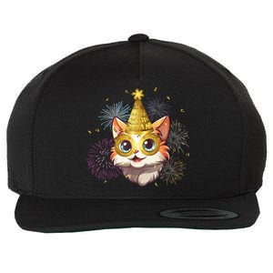 Cat New YearS Eve Party Happy New Year 2024 Fireworks Wool Snapback Cap