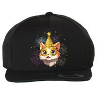 Cat New YearS Eve Party Happy New Year 2024 Fireworks Wool Snapback Cap