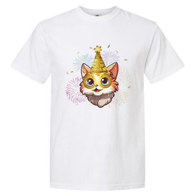 Cat New YearS Eve Party Happy New Year 2024 Fireworks Garment-Dyed Heavyweight T-Shirt