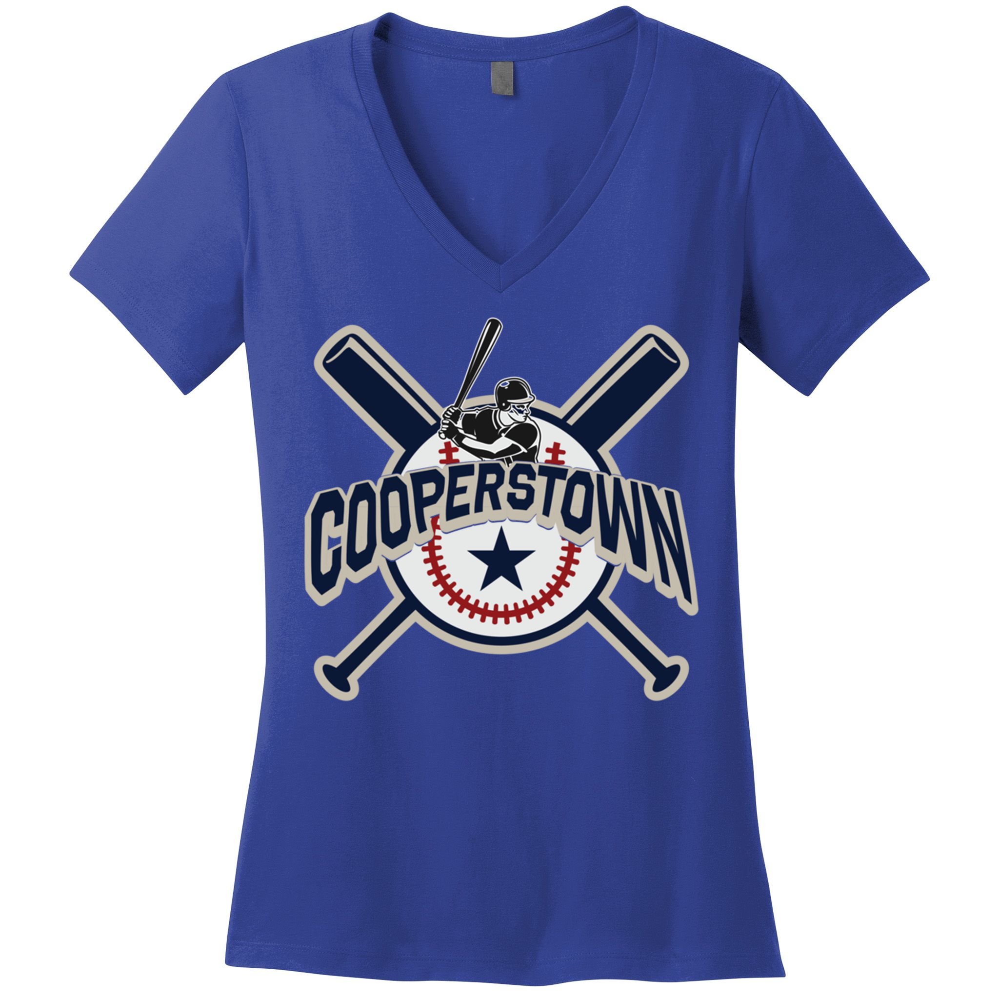 Cooperstown New York Baseball Game Family Vacation Gift Women's V-Neck T-Shirt