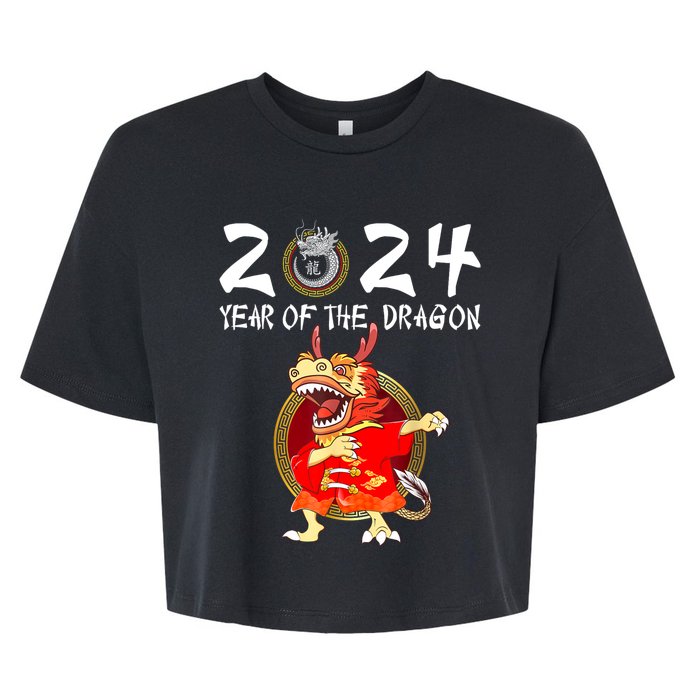 Chinese New Year 2024 Year Of The Dragon Happy New Year 2024 Bella+Canvas Jersey Crop Tee