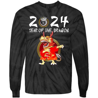 Chinese New Year 2024 Year Of The Dragon Happy New Year 2024 Tie-Dye Long Sleeve Shirt