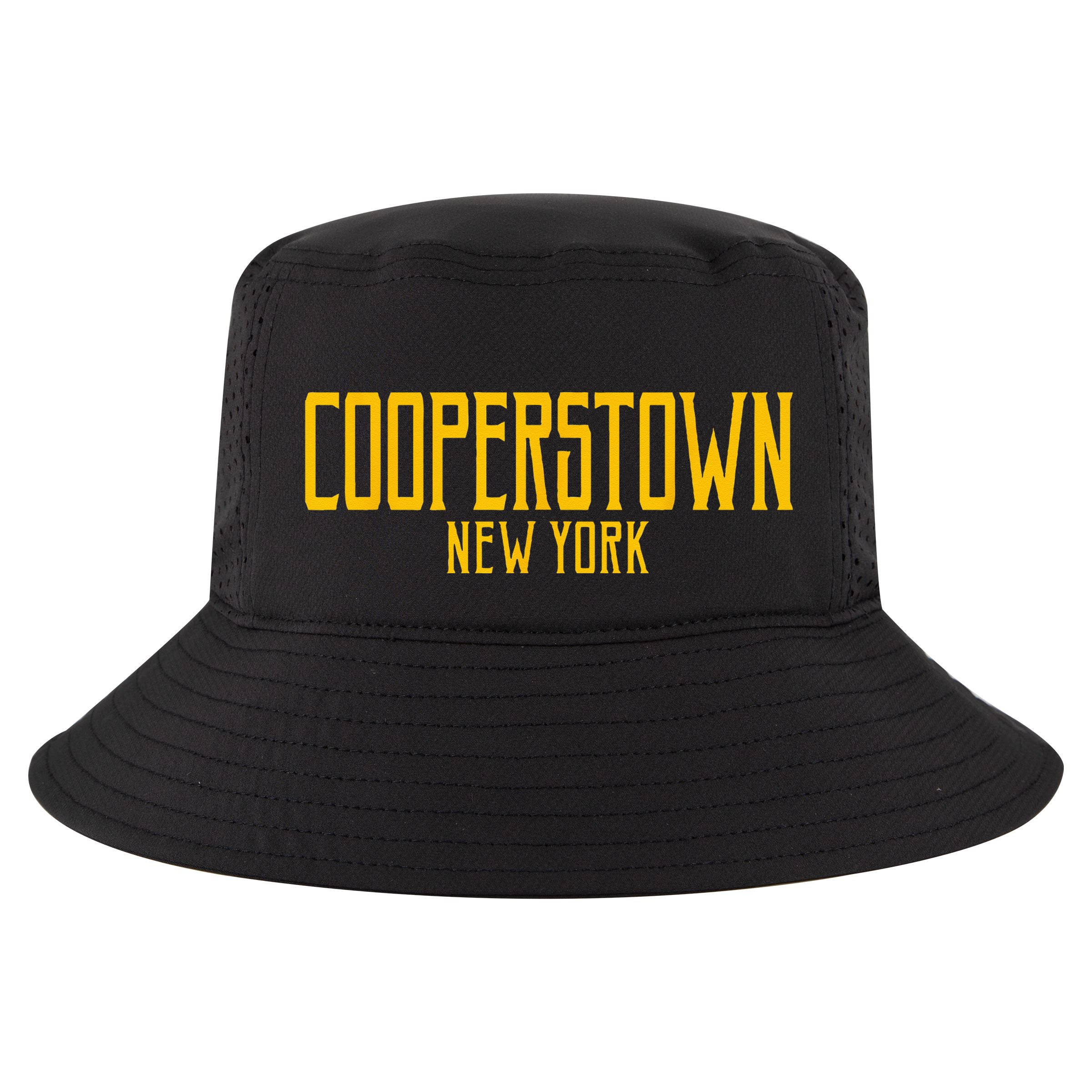 Cooperstown New York Vintage Text Amber Print Cool Comfort Performance Bucket Hat