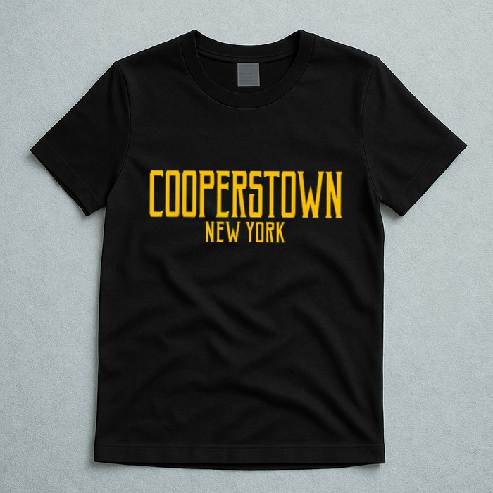 Cooperstown New York Vintage Text Amber Print T-Shirt