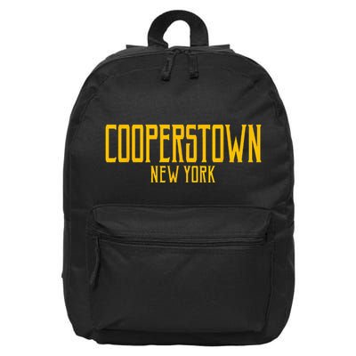 Cooperstown New York Vintage Text Amber Print 16 in Basic Backpack