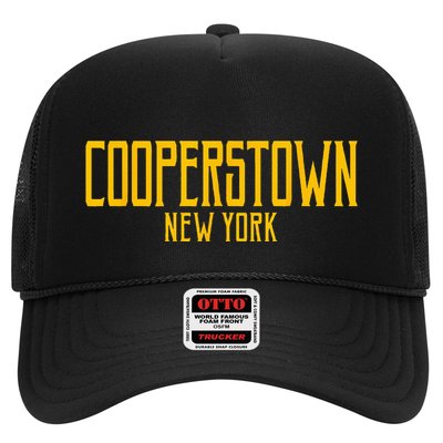 Cooperstown New York Vintage Text Amber Print Hat
