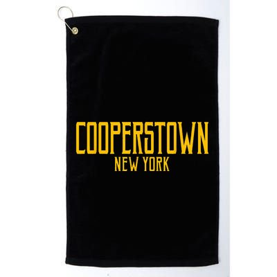 Cooperstown New York Vintage Text Amber Print Golf Towel