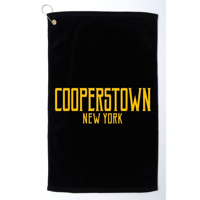 Cooperstown New York Vintage Text Amber Print Golf Towel
