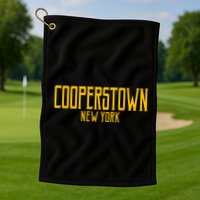 Cooperstown New York Vintage Text Amber Print Golf Towel