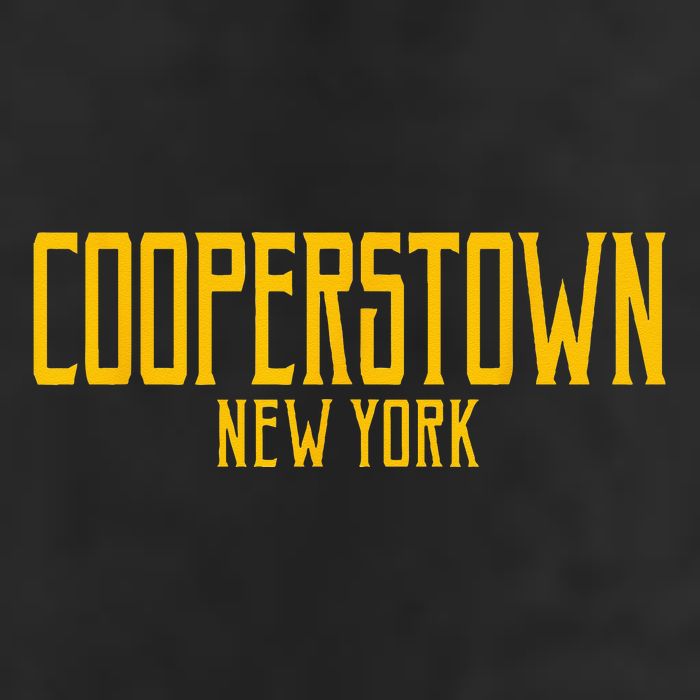 Cooperstown New York Vintage Text Amber Print Golf Towel