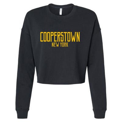 Cooperstown New York Vintage Text Amber Print Cropped Pullover Crew