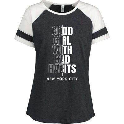 Cool New York City Good With Bad Habits Graphic Designs Gift Enza Ladies Jersey Colorblock Tee