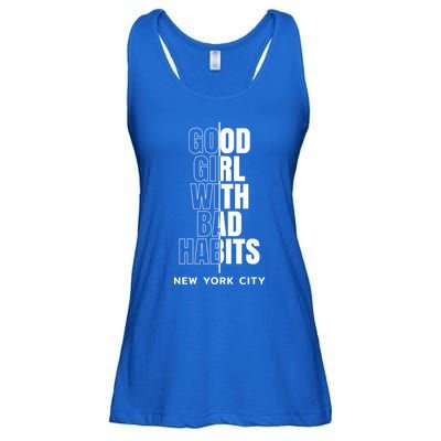 Cool New York City Good With Bad Habits Graphic Designs Gift Ladies Essential Flowy Tank