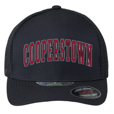 Cooperstown New York Souvenir College Style Red Text Flexfit Unipanel Trucker Cap